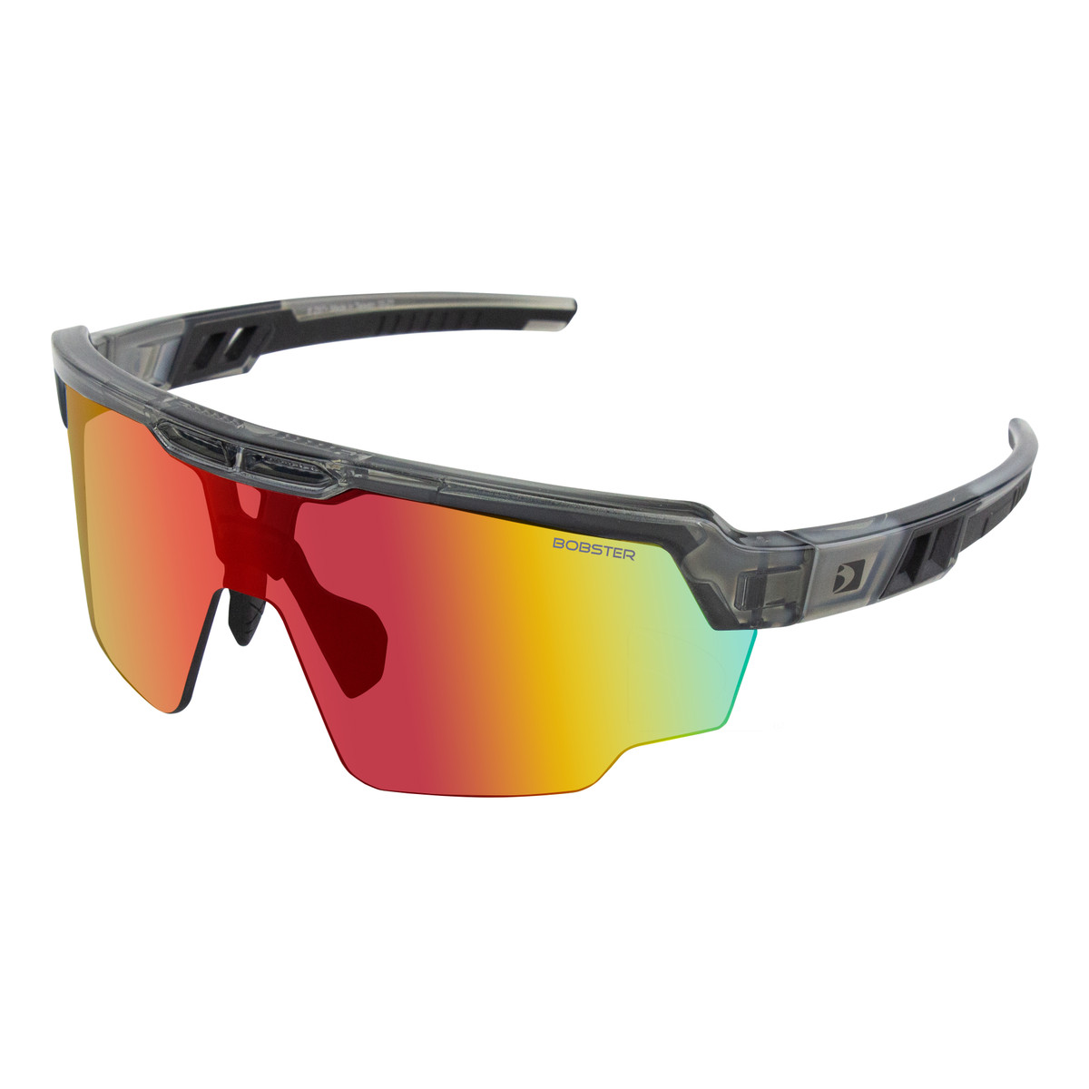 Bobster Wheelie Sunglasses - Gloss Clear/Gray Frame w/ Smoked Black Red Revo Lens