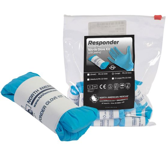 North American Rescue Responder Blue Nitrile Gloves - Pack of 25