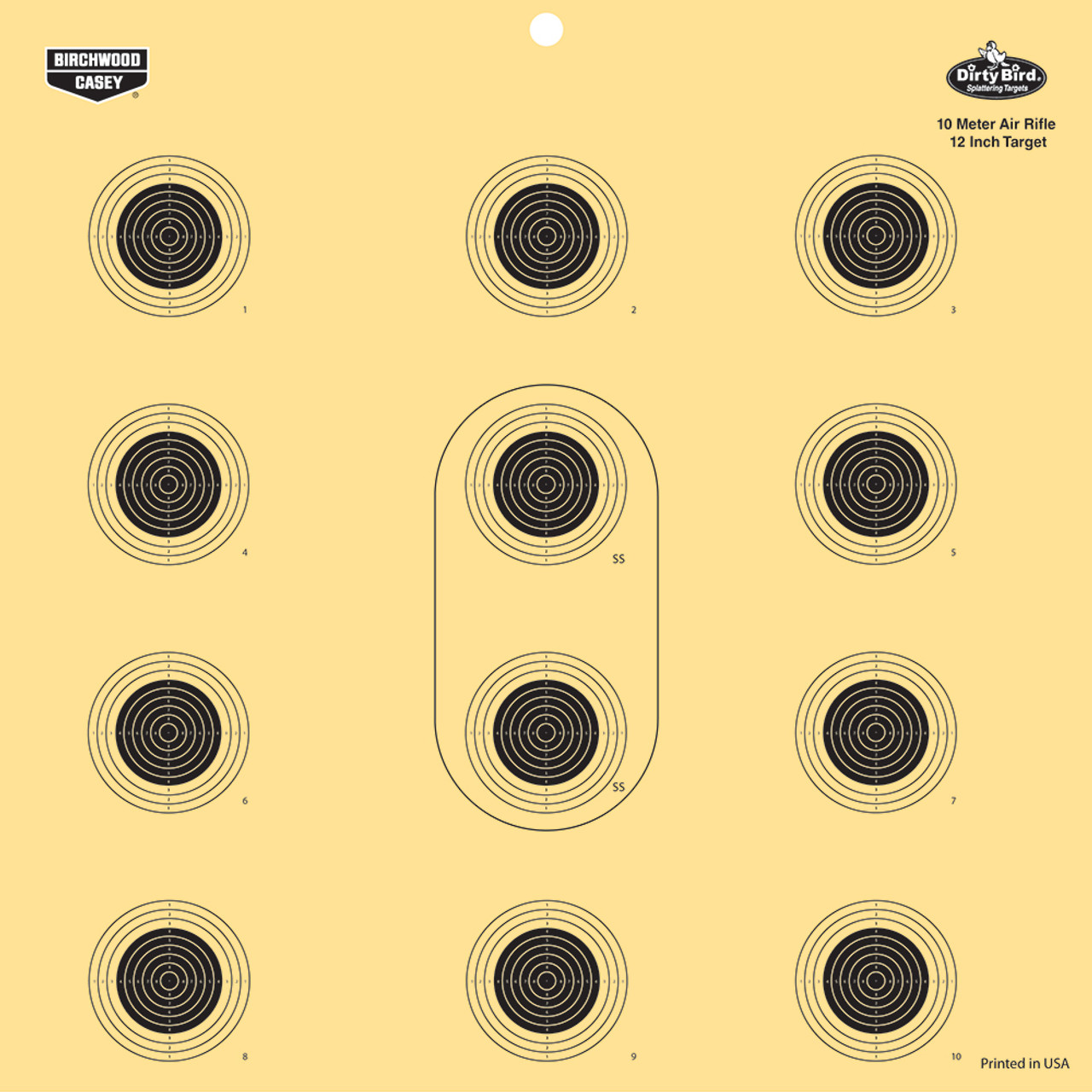 Birchwood Casey Dirty Bird 12 Inch 10 Meter Air Rifle Reactive Target - 12 Targets