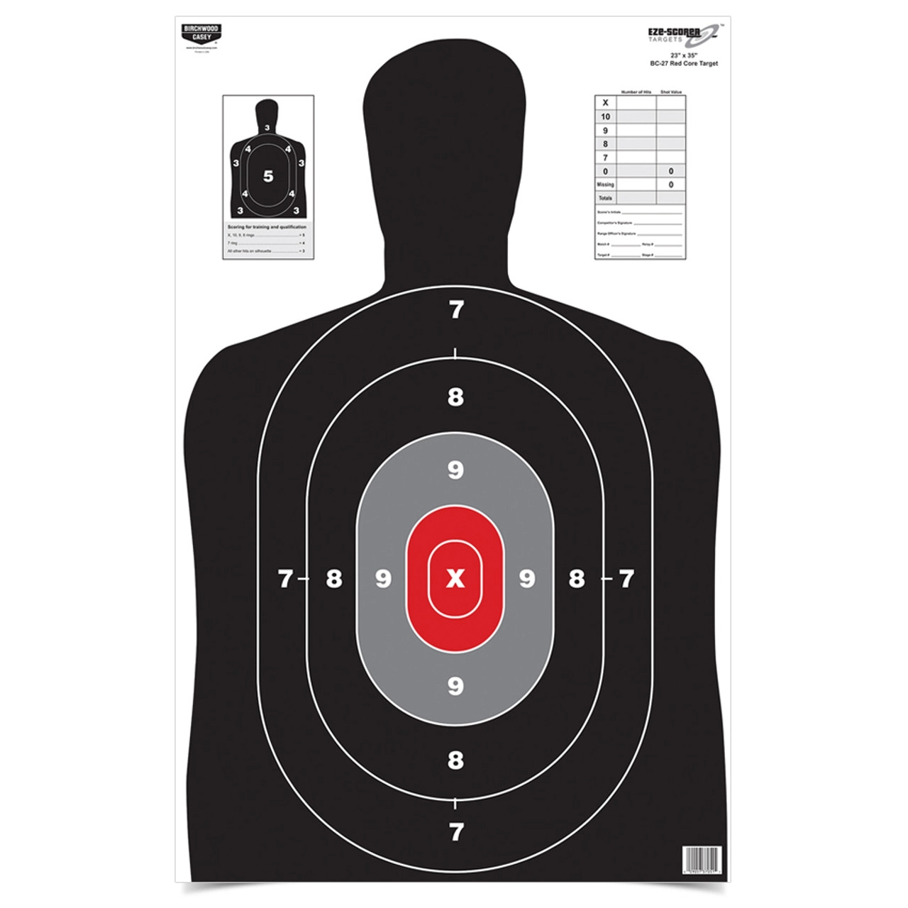 Birchwood Casey Eze-Scorer 23 x 35 BC-27 Red Core 100 Targets
