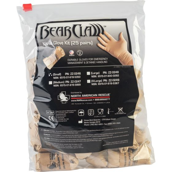 North American Rescue Bear Claw Ultimate Nitrile Gloves - Sand - 25 Pack