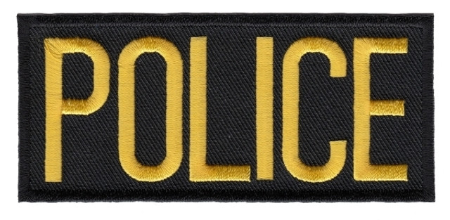 Hero's Pride POLICE Chest Patch - Gold/Black - 4''x2'' - Heat Seal