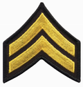 Hero's Pride Medium 3'' Gold/Black Corporal Chevrons w/ Merrowed Border