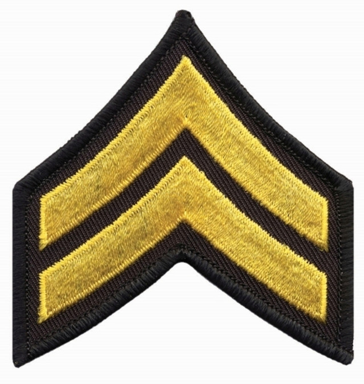 Hero's Pride Medium 3'' Gold/Black Corporal Chevrons w/ Merrowed Border
