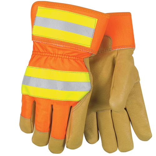 MCR Safety Reflect. Pig Lea Palm, Thermosock,Orange
