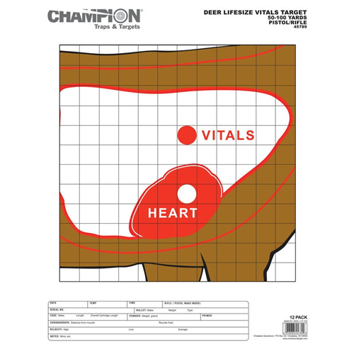 Champion Targets Champion Targets 45789 Animal 14 x 18 Targets, Deer Vitals, 12 Pack