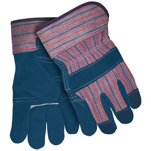 MCR Safety Blue Color Leather Palm W/Rubberizd Cuff