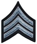 Hero's Pride Medium 3'' Gray/Black Sergeant Chevrons w/ Merrowed Border