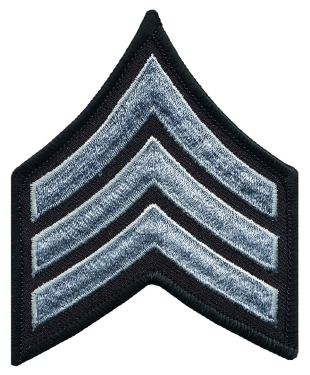 Hero's Pride Medium 3'' Gray/Black Sergeant Chevrons w/ Merrowed Border
