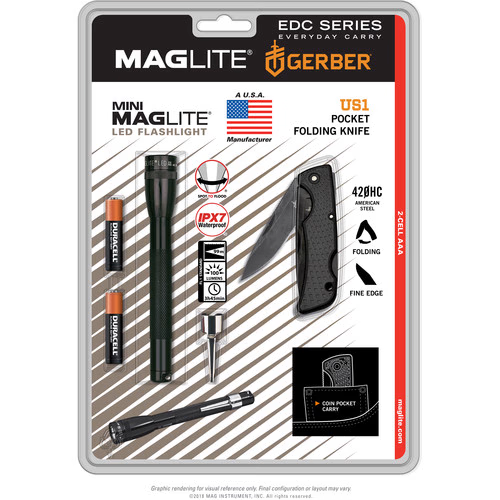 Maglite Mini Maglite 2 AAA-Cell LED Flashlight & Gerber Knife