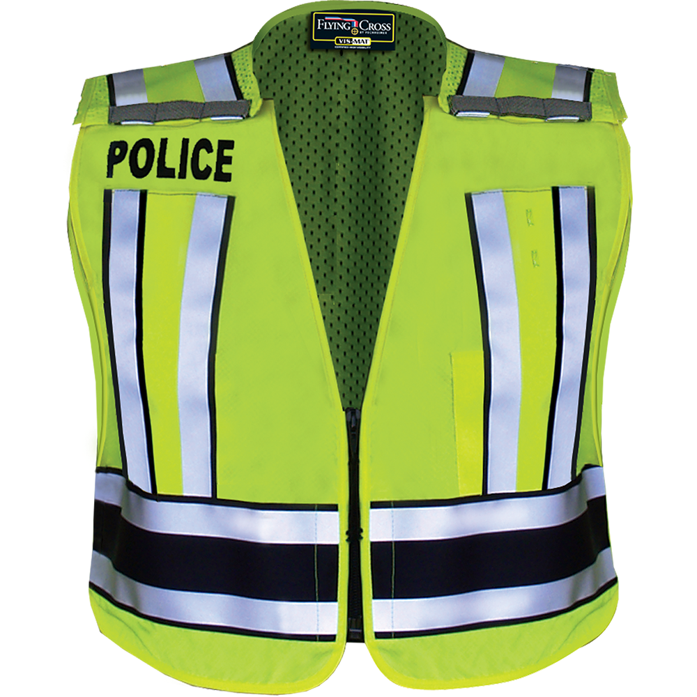 Flying Cross Pro Series Hi-Vis Safety Vest w/ Navy Band & POLICE Lettering - LAPD Navy