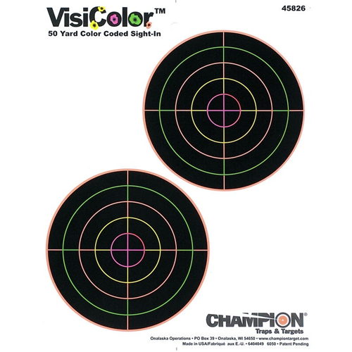 Champion Targets Champion Targets 45826 Adhesive Visicolor Targets, 5 Double Bullseye, 10 Pack