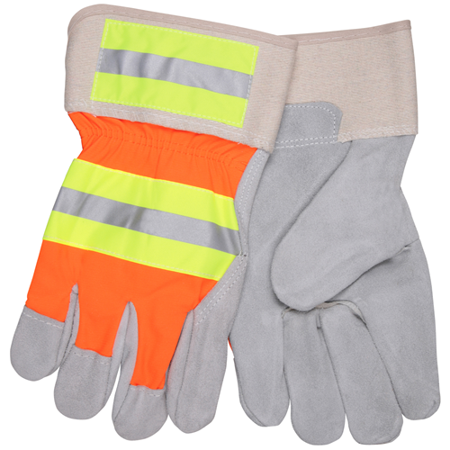 MCR Safety Reflective Leather Palm, Orange Back