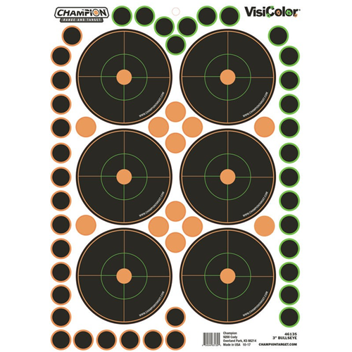 Champion Targets Champion Targets 46135 Adhesive Visicolor Targets, 3 Bullseye, 5 Pack