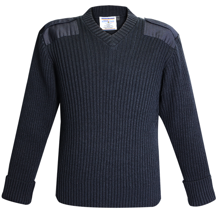 Flying Cross Command Acrylic Wool Rib Knit V-Neck Sweater