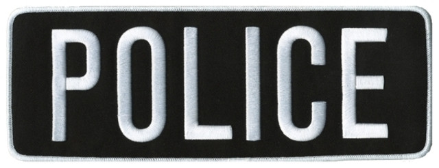 Hero's Pride POLICE Back Patch - White/Black - 11''x4''