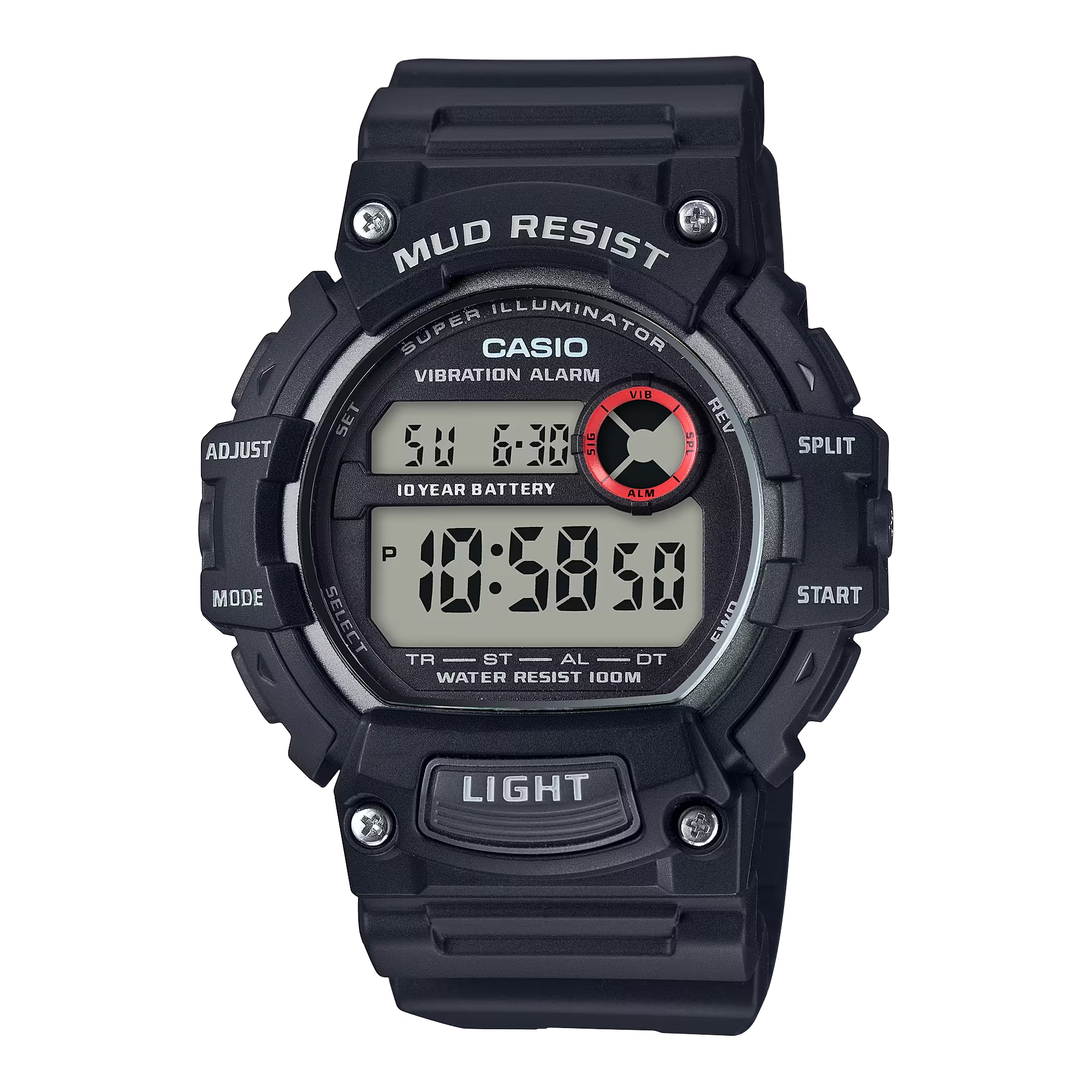 Casio Mud-Resistant Digital Watch w/ Vibration Alarm
