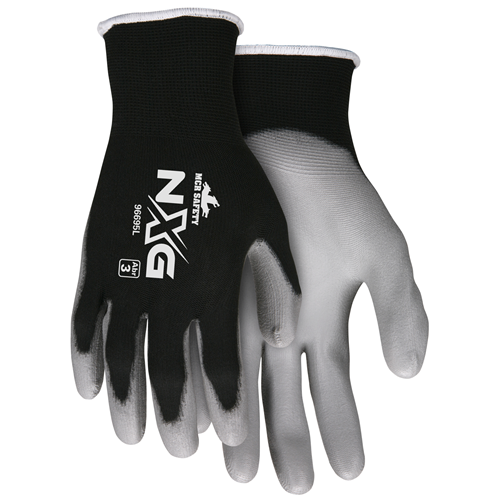 MCR Safety Black Nylon,Gray PU Palm, Ltx Free,15g