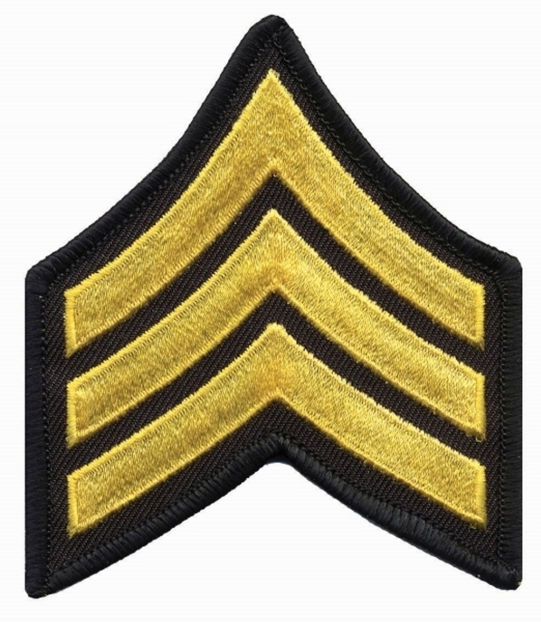 Hero's Pride Medium 3'' Gold/Black Sergeant Chevrons w/ Merrowed Border