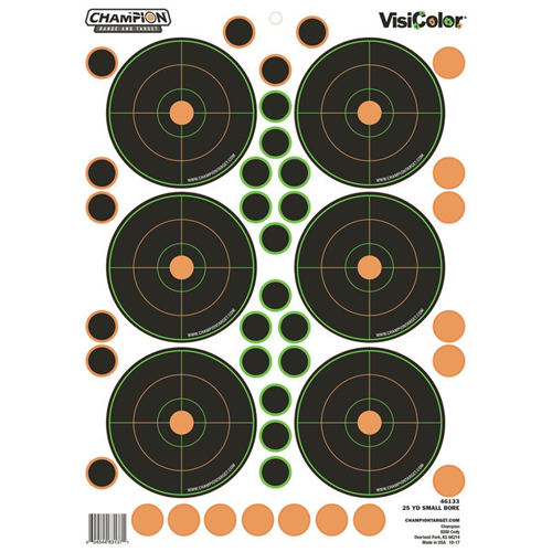Champion Targets Champion Targets 46133 Adhesive Visicolor Targets, 25 Yard Small Bore, 5 Pack