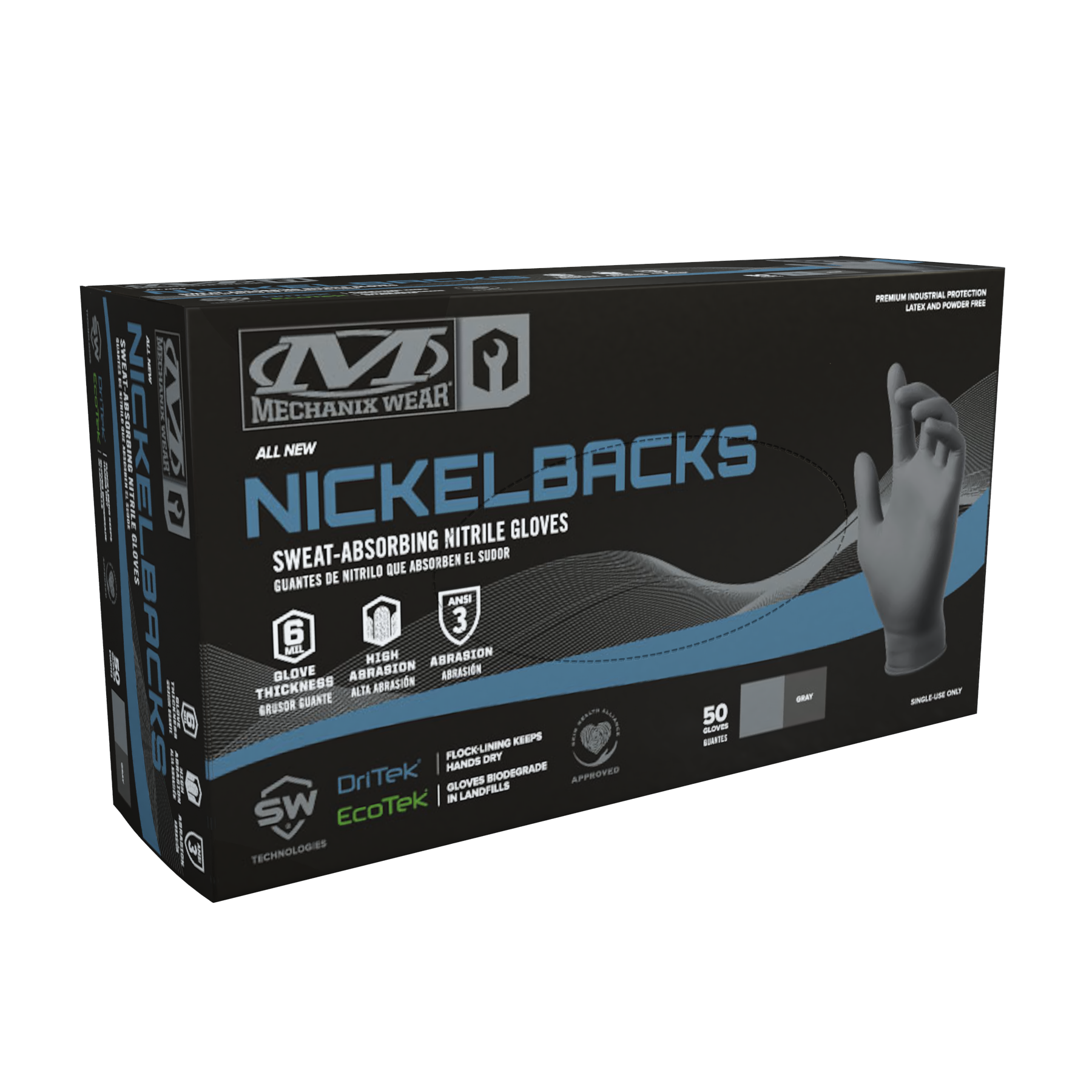 Mechanix Wear Nickelbacks 6 Mil Sweat-Absorbing Nitrile Gloves - 50 Pack