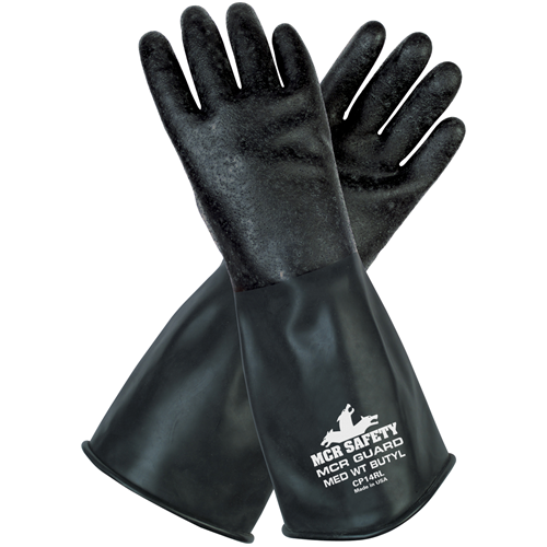 MCR Safety Unsupported Butyl Glove,14, Rough Fin