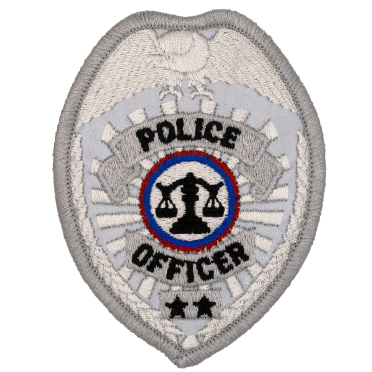 Hero's Pride POLICE OFFICER Badge Patch - Reflective Silver - 2.5''x3.5''
