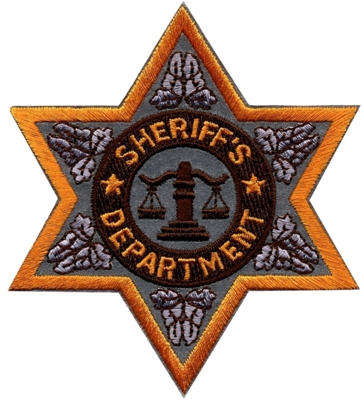 Hero's Pride SHERIFF DEPT Reflective 6-Point Star Badge Patch - Gold - 3.5''x3.5''
