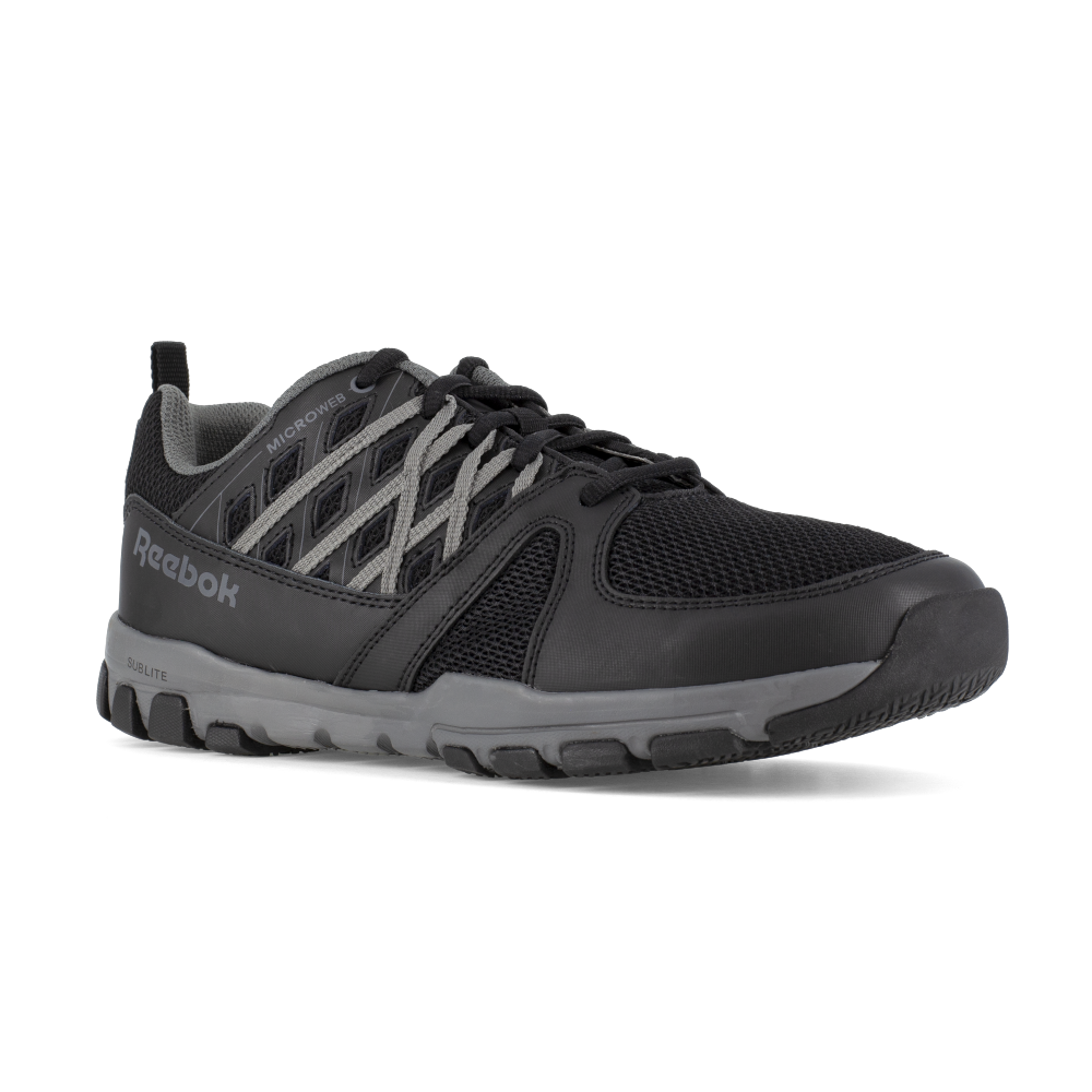 Reebok Sublite Work Athletic Shoe w/ Soft Toe - Black/Gray
