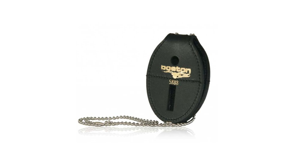 Boston Leather Oval Badge Holder, Hook And Loop Closure