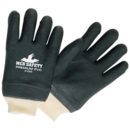 MCR Safety Black Sandy PVC Knit Wrist Interlock