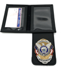 Perfect Fit Dress Leather Double ID Case w/ Badge Flap - 2.75''x4.25''