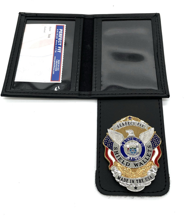 Perfect Fit Dress Leather Double ID Case w/ Badge Flap - 2.75''x4.25''