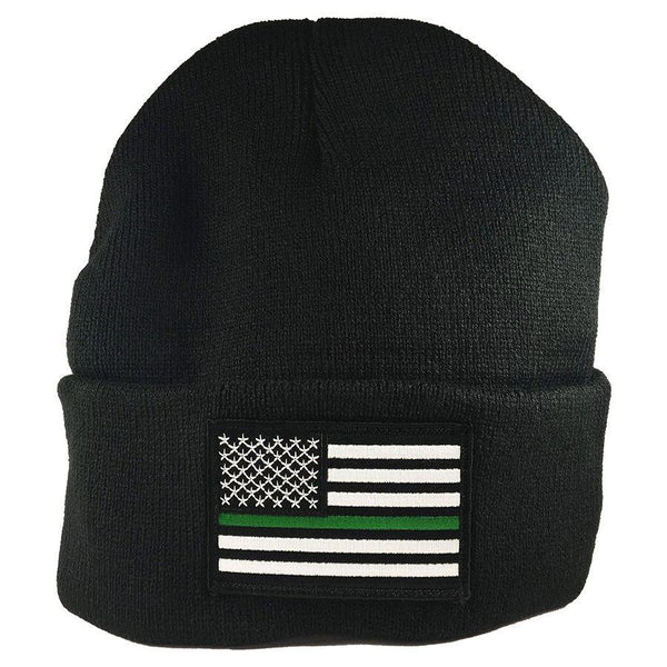 Thin Blue Line THIN GREEN LINE MILITARY EMBROIDERED BEANIE