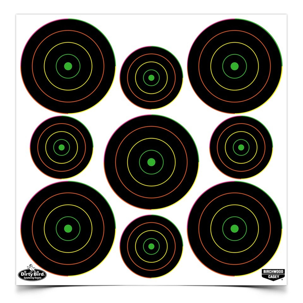 Birchwood Casey Dirty Bird 2 Inch & 3 Inch Multi-Color Bull's-Eye Targets