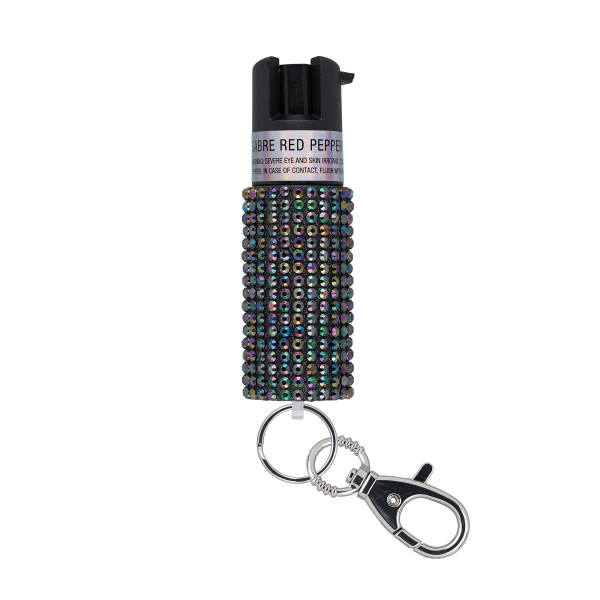 Sabre Jeweled Pepper Spray w/ Snap Clip - Black