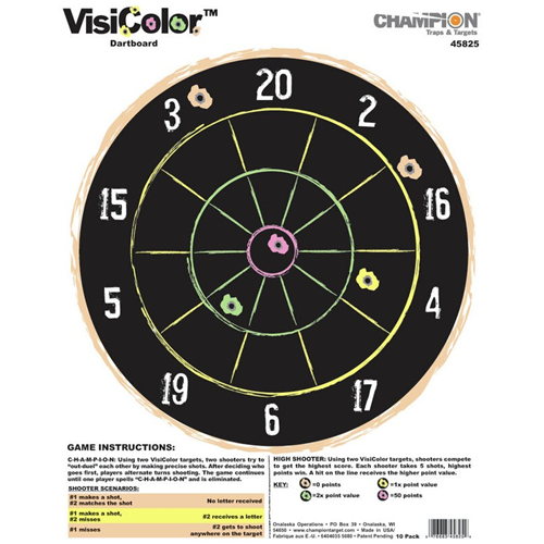 Champion Targets Champion Targets 45825 Adhesive Visicolor Targets, Dartboard, 10 Pack