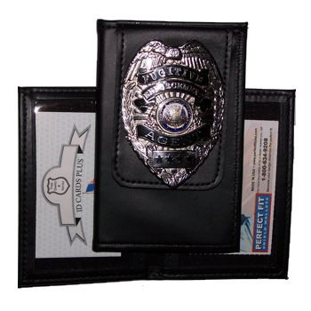 Perfect Fit Dress Leather Double ID Case w/ Badge Flap - 3.00''x5.00''