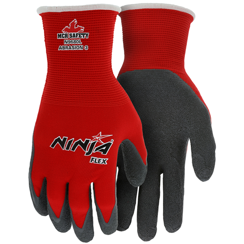 MCR Safety Ninja Flex, 15 Ga, Latex Coat-Red Nylon