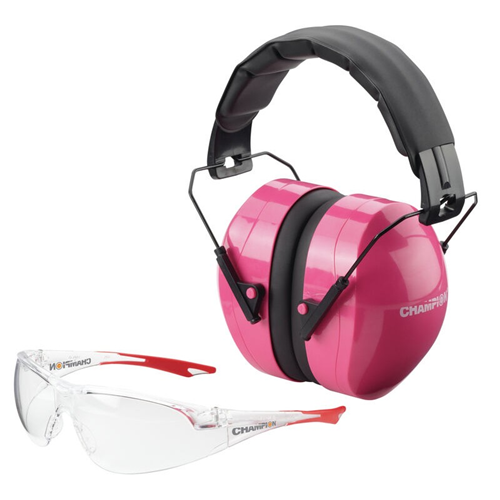 Champion Targets Champion Targets 40624 Passive Hearing Protection Earmuffs w/ Clear Eye Protection Earmuffs, Pink/Clear