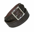Boston Leather 1.75 BROWN GARRISON BELT BASKETWEAVE WITH GOLD BUCKLE SIZE 46