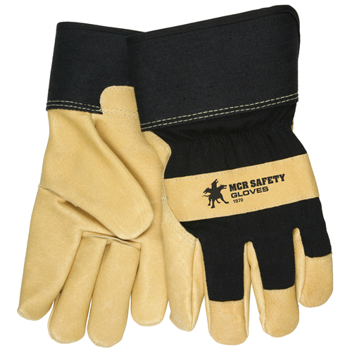 MCR Safety Grain Pig Lined Black Fabric Glove M