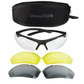 Champion Targets Champion Targets 40606 Open Frame Ballistic Shooting Glasses w/ Black Frame & Clear, Smoke, & Yellow Lens