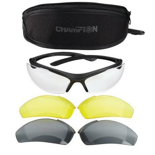Champion Targets Champion Targets 40606 Open Frame Ballistic Shooting Glasses w/ Black Frame & Clear, Smoke, & Yellow Lens