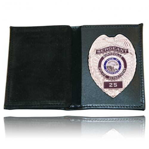 Boston Leather Book Style Badge Wallet, Vertical Card Slots, Soft
