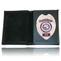 Boston Leather Book Style Badge Wallet, Vertical Card Slots, Soft