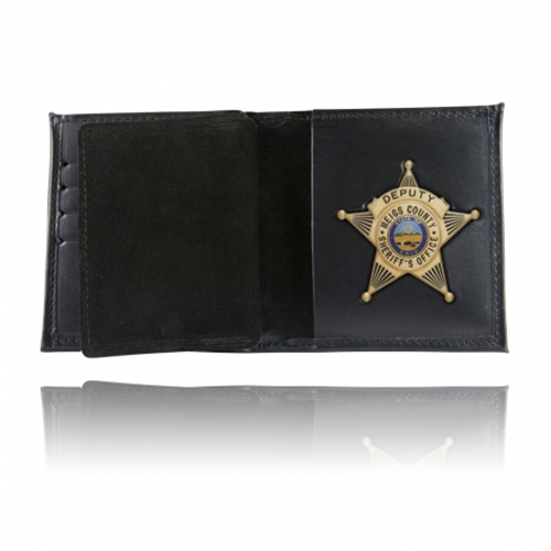 Boston Leather Book Style Badge Wallet, Card Slots