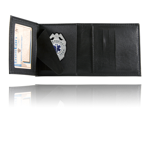 Boston Leather Trifold Badge Wallet, Soft
