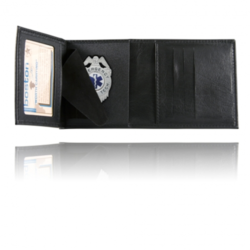 Boston Leather Trifold Badge Wallet, Soft