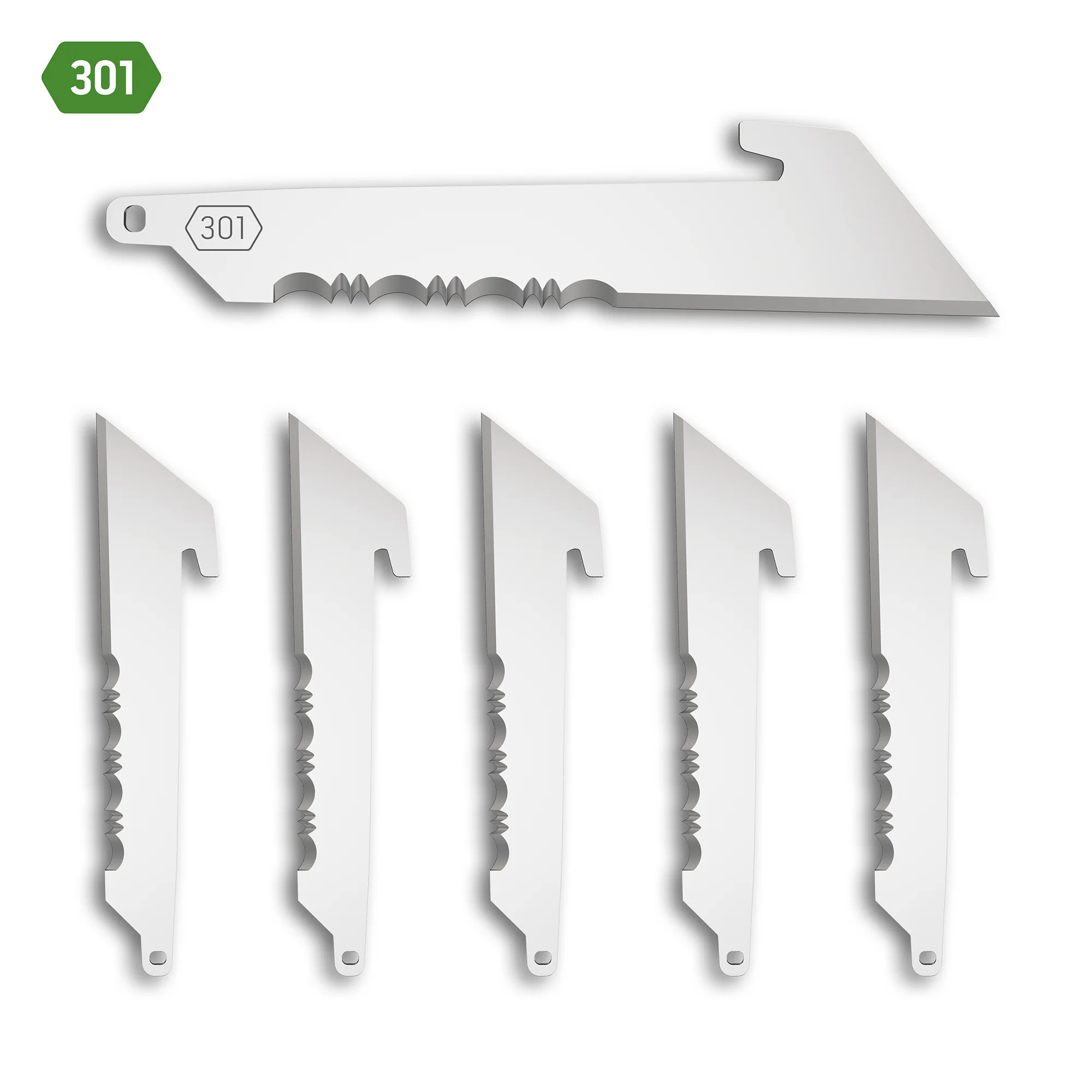 Outdoor Edge 3 UTILITY W/ SERRATIONS BLADE PACK (Black, 6 Blades)